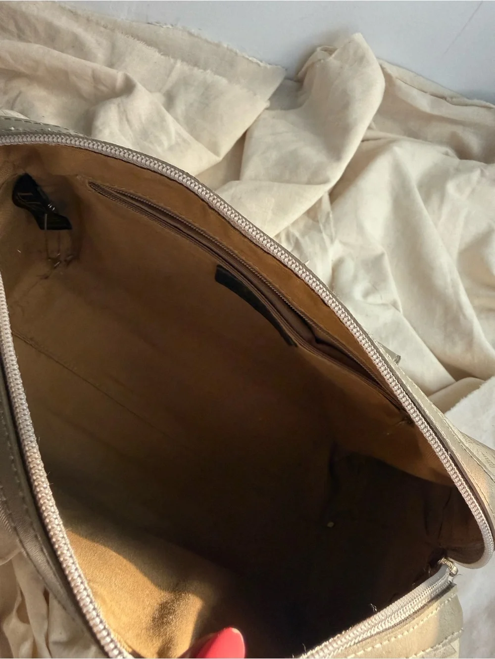 Vintage Liz Claiborne Cream Gray Monogram Speedy Satchel Bag Y2K Quiet Luxury